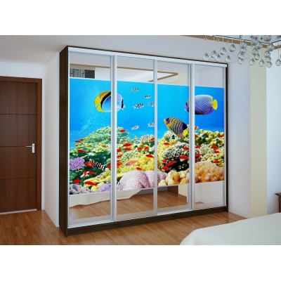 Шафа-купе FLASHNIKA Ніка 18 D-600 (двері фотодрук вставки дзеркало) (2600мм x 600мм x 2400мм)