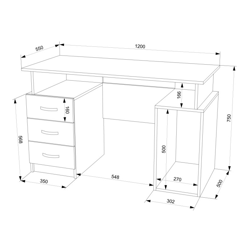 Комп'ютерний стіл FLASHNIKA - Мікс 43 (1200мм x 550мм x 750мм) Комп'ютерний стіл FLASHNIKA - Мікс 43 (1200мм x 550мм x 750мм)