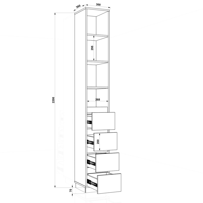 Шкаф распашный FLASHNIKA HOLD №4d (300мм x 380мм x 2200мм) Шкаф распашный FLASHNIKA HOLD №4d (300мм x 380мм x 2200мм)