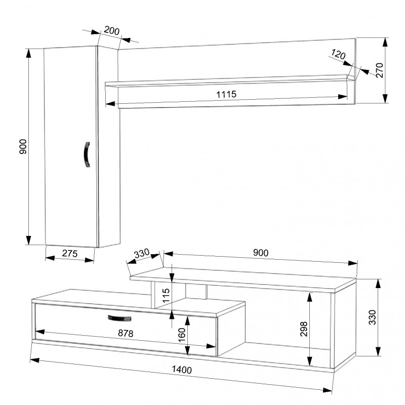 Гостиная FLASHNIKA №79 (ДСП) (1400мм x 330мм x 1350мм) Гостиная FLASHNIKA №79 (ДСП) (1400мм x 330мм x 1350мм)