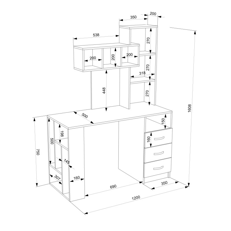 Комп'ютерний стіл FLASHNIKA LEGA 22 (1200мм x 500мм x 1608мм) Комп'ютерний стіл FLASHNIKA LEGA 22 (1200мм x 500мм x 1608мм)