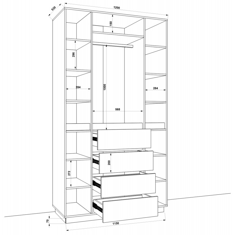 Шкаф распашный FLASHNIKA HOLD №46d (1200мм x 550мм x 2200мм) Шкаф распашный FLASHNIKA HOLD №46d (1200мм x 550мм x 2200мм)