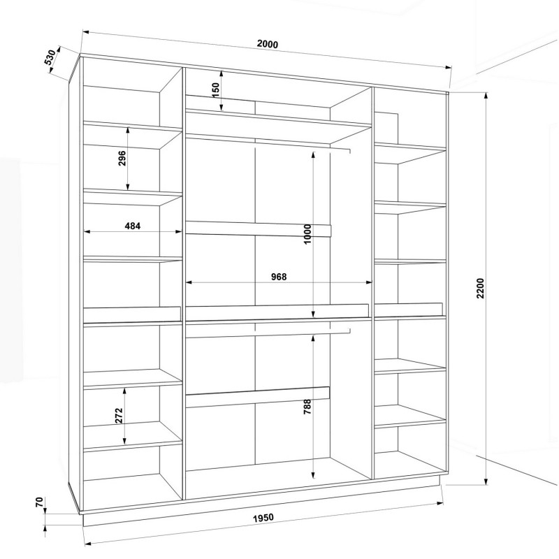 Шкаф распашный FLASHNIKA HOLD №45 (Нимфея альба) (2000мм x 550мм x 2200мм) Шкаф распашный FLASHNIKA HOLD №45 (Нимфея альба) (2000мм x 550мм x 2200мм)