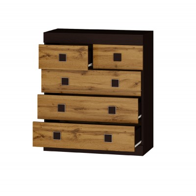 Комод 3 Соната, Венге темный, Дуб крафт золотой