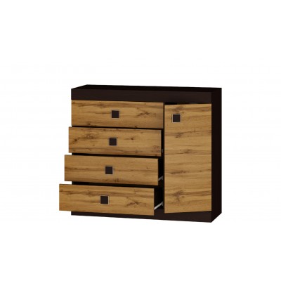Комод 5 Соната, Венге темный, Дуб крафт золотой