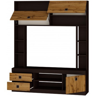 Стенка Соната, Венге темный, Дуб крафт золотой